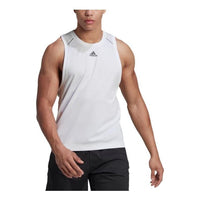 Men's adidas Solid Color Logo Casual Sports Hygroscopic Gym Sports White Vest HP1755