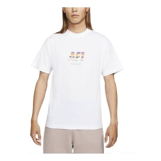 Men's Nike Alphabet Printing Casual Straight Short Sleeve Asia Edition White T-Shirt DR5756-100