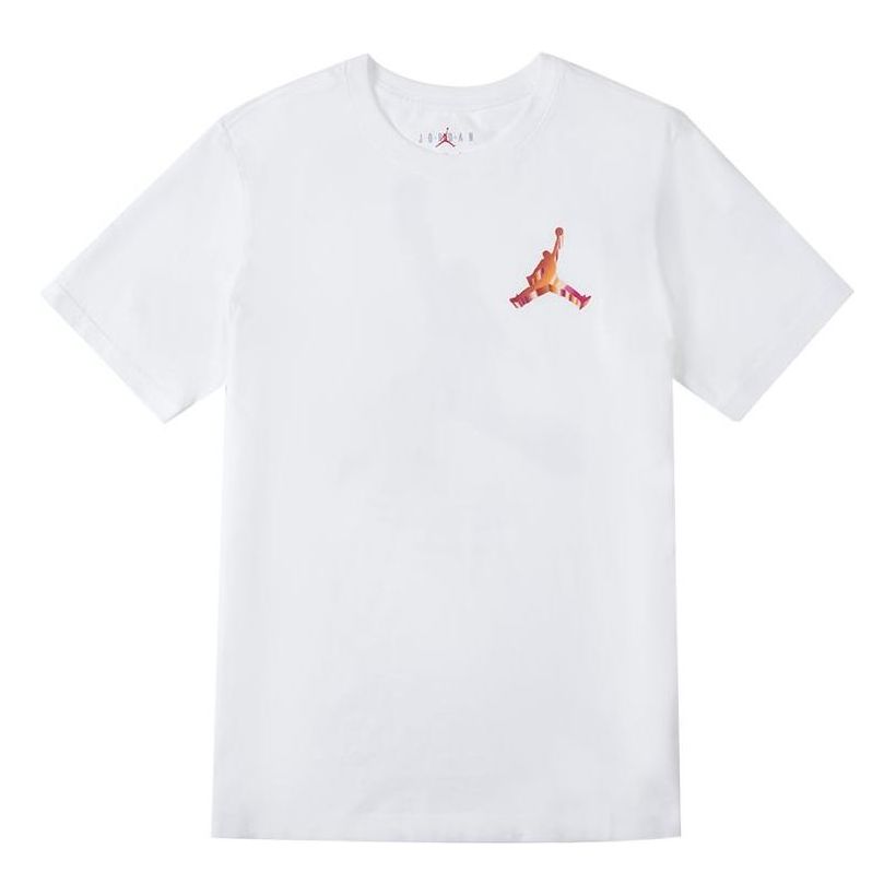 Men's Jordan Printing Logo Solid Color Round Neck Short Sleeve White T-Shirt DH8967-100