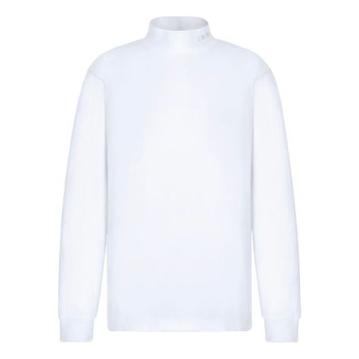 Men's DIOR SS22 Logo Plain Weave Knit Long Sleeves White T-Shirt 213J649B0554-C001