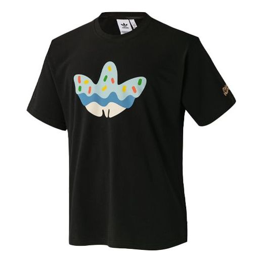 adidas originals x melting sadness Crossover Funny Logo Printing Round Neck Short Sleeve Black T-Shirt HC5937