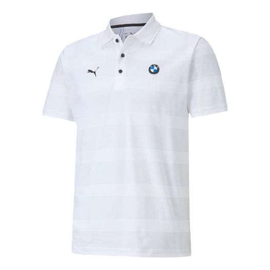 PUMA x BMW Motorsport Striped Short Sleeve Polo Shirt 'White Black' 598005-02