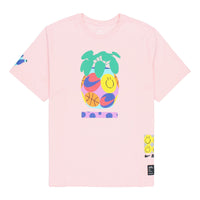 Men's Nike Smiling Face Printing Athleisure Casual Sports Round Neck Short Sleeve Pink Red T-Shirt DQ1886-610