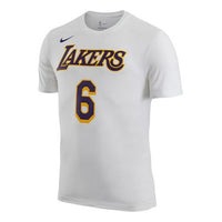 Men's Nike NBA Lakers Lebron James No. 6 Casual Breathable Sports Short Sleeve White T-Shirt CV8529-116