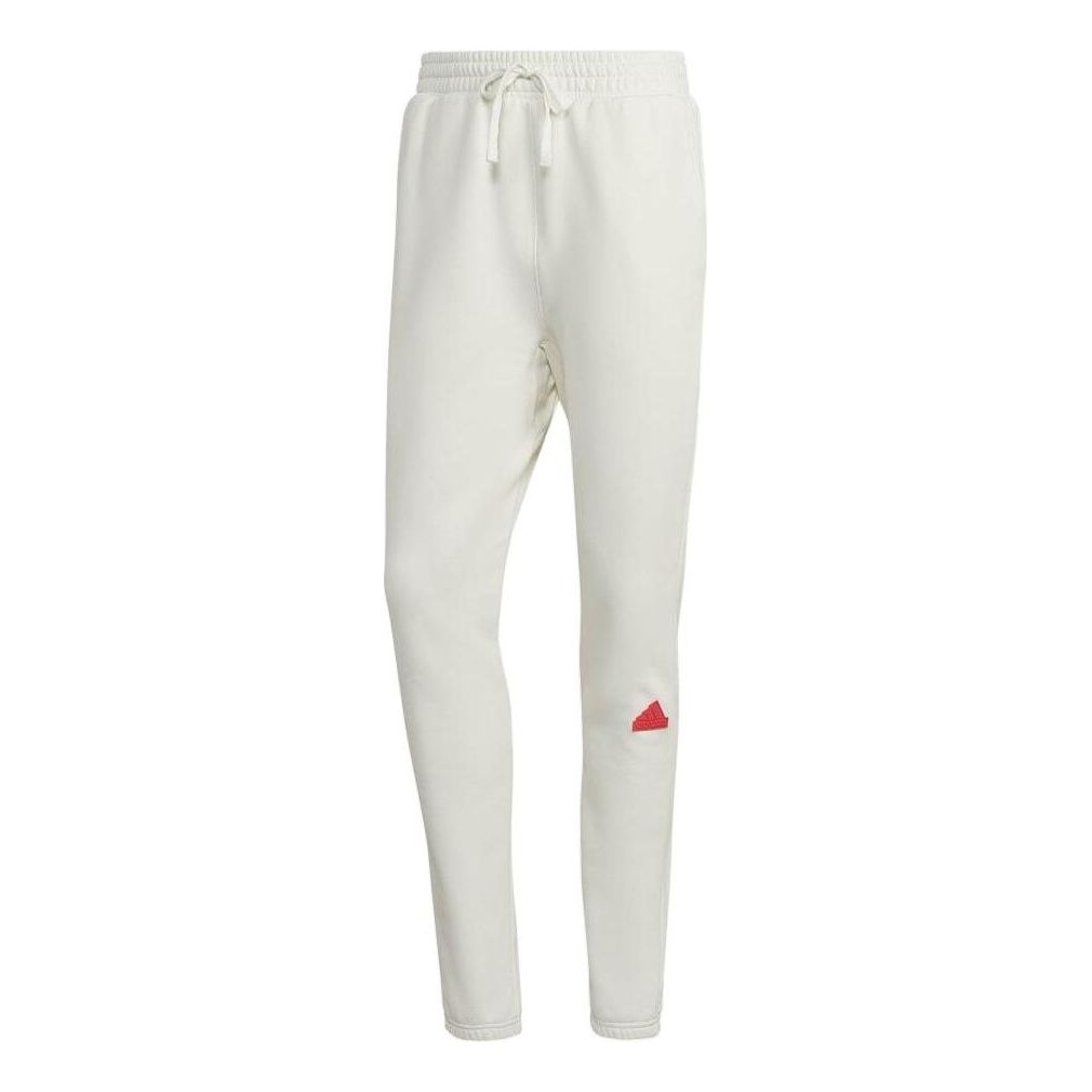Men's adidas Solid Color Logo Lacing Bundle Feet Sports Pants/Trousers/Joggers Autumn White HG2066