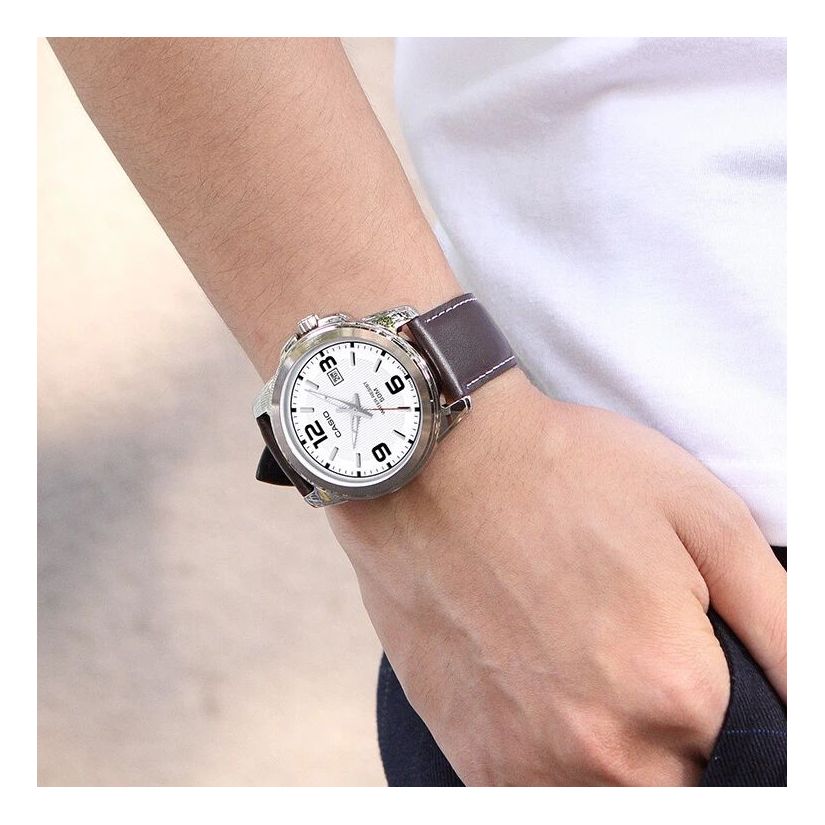 Men's CASIO Minimalistic Casual Watch Business Mens Brown Analog LTP-1314L-7AV
