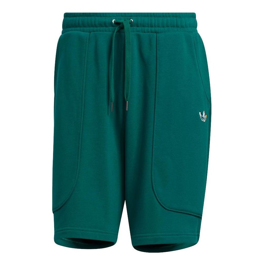Men's adidas originals Solid Color Micro Mark Loose Athleisure Casual Sports Shorts Forest Green HR6448