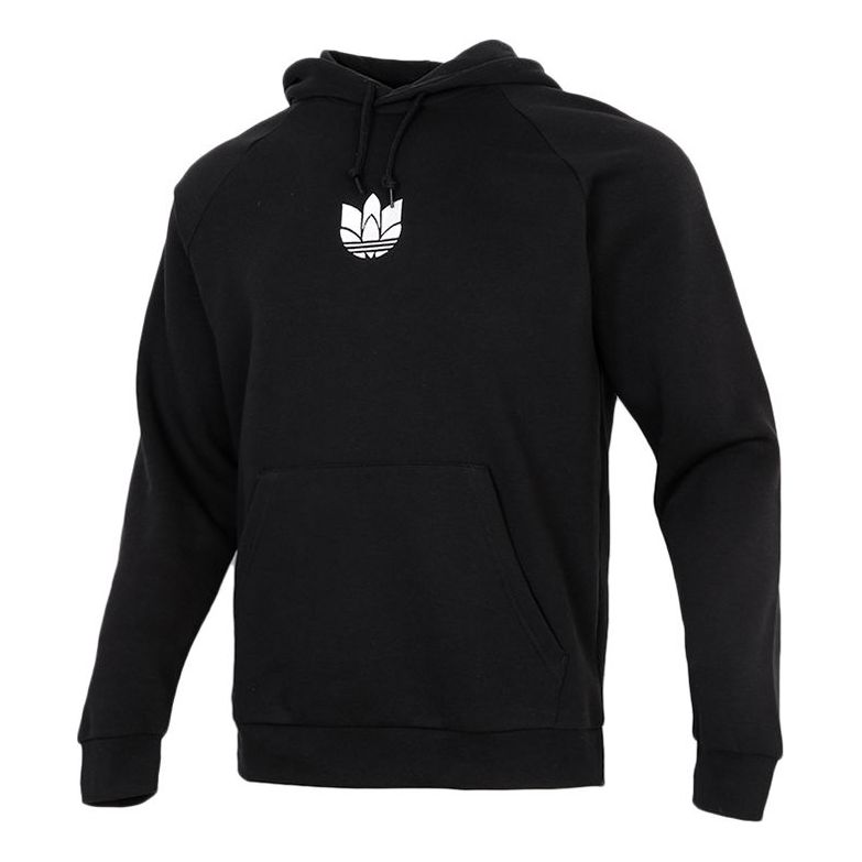 adidas originals 3d Trefoil Hood Logo Printing Fleece Lined Stay Warm Sports Black GN3555