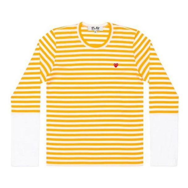 COMME des GARCONS PLAY L/S Bi-Colour Stripe White Sleeve T-Shirt 'Yellow White' AZ-T320-051-2