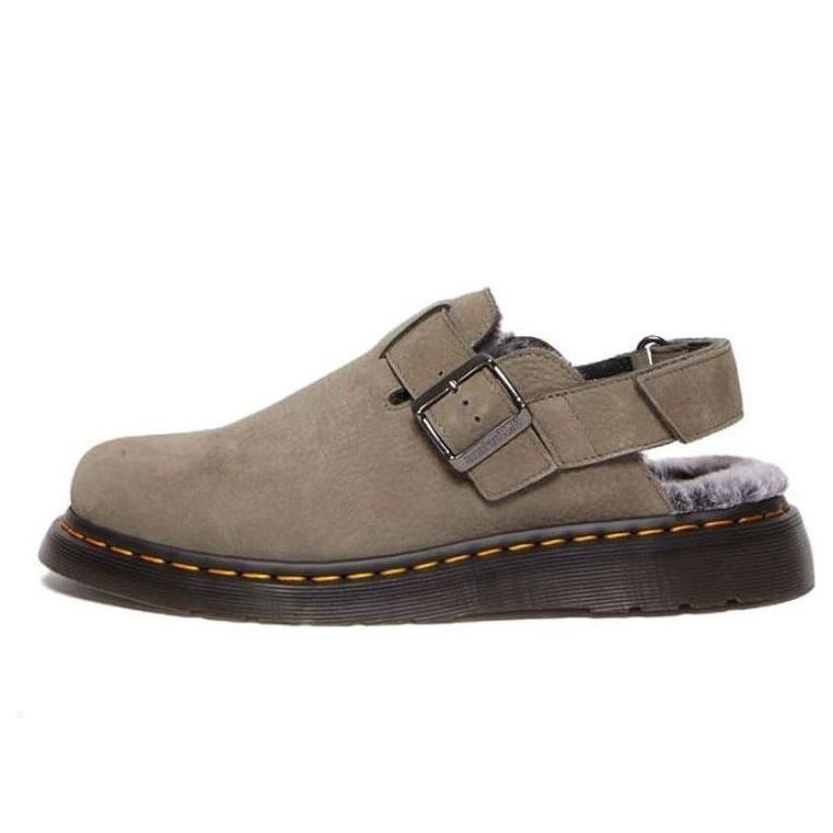 Dr.Martens Jorge II Faux Fur Lined Nubuck Slingback Mules 'Nickel Grey' 31386059