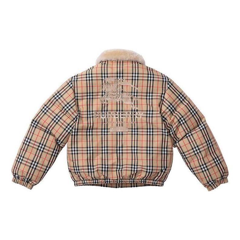 Supreme x Burberry Shearling Collar Down Puffer Jacket 'Tan Black White' SUP-SS22-157