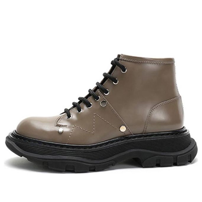 (WMNS) Alexander McQueen Lace Up Ankle Boots 'Khaki' 595469WHZ812610