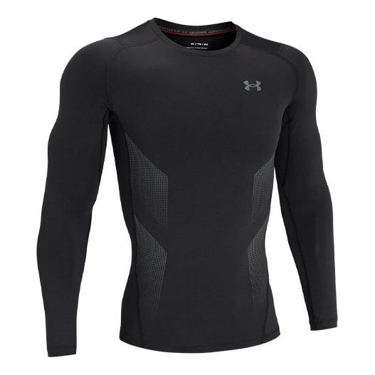 Men's Under Armour HeatGear Vent Logo Printing Round Neck Long Sleeves Black 1362453-001