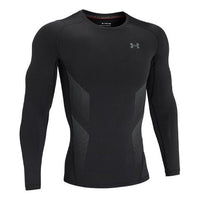Men's Under Armour HeatGear Vent Logo Printing Round Neck Long Sleeves Black 1362453-001