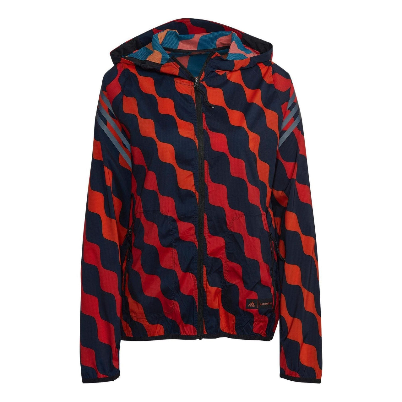 (WMNS) adidas Marimekko Run Icons 3-Stripes Hooded Running Windbreaker 'Red Black' HH7323