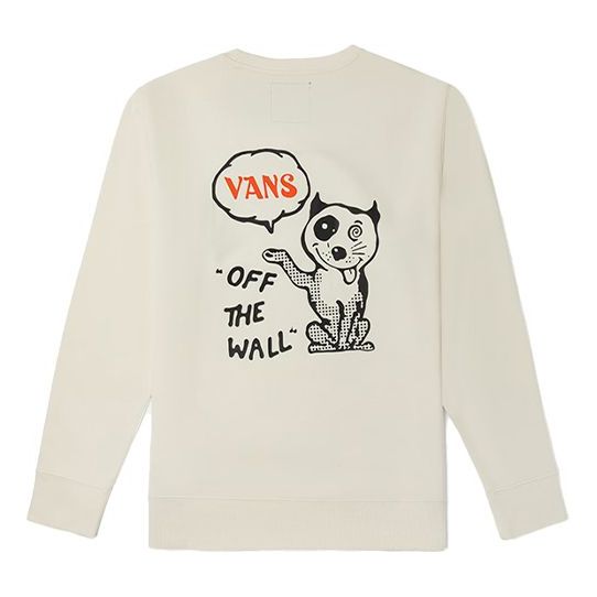 Vans Funny Pattern Pullover Round Neck Sports Couple Style Creamy White VN0A5H76FS8