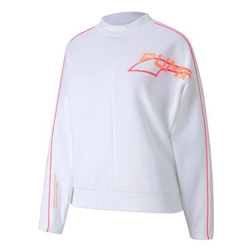 (WMNS) PUMA Evide Logo Printing Round-neck Sweatshirt White 597384-02