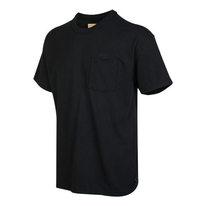 Men's Nike Solid Color Pocket Round Neck Loose Short Sleeve Black T-Shirt DQ9296-010