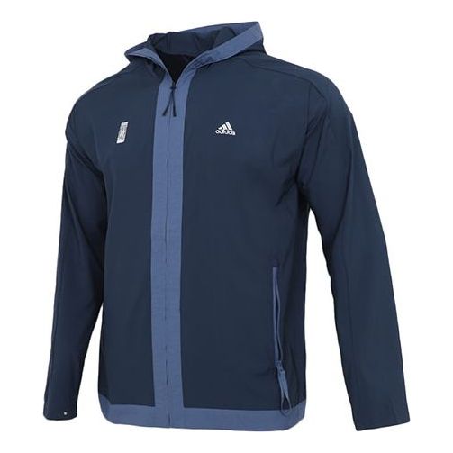 adidas Wj Wb Series Sports Windproof Hooded Jacket Navy Blue GU1765