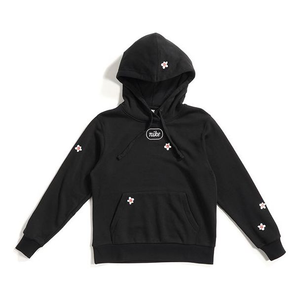 (WMNS) Nike Flc Emb Fruit Small Embroidered hooded Long Sleeves Pullover 'Black' CJ2167-010