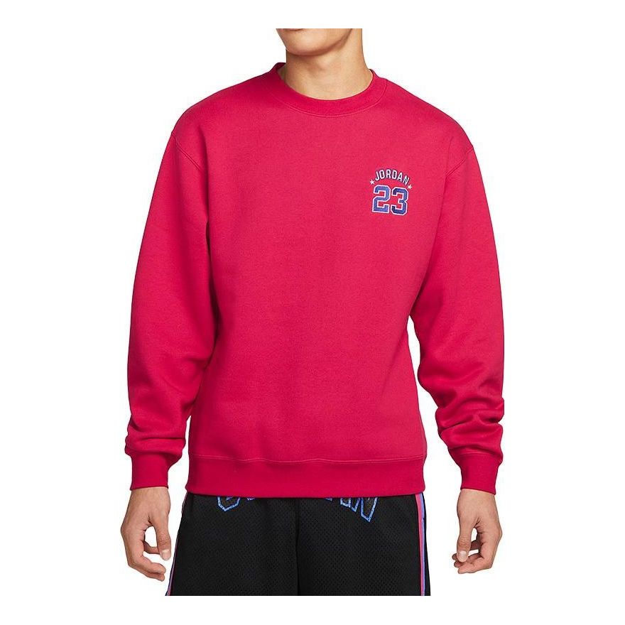 Air Jordan Embroidered Logo Sports Pullover Round Neck 'Red' DR6421-614