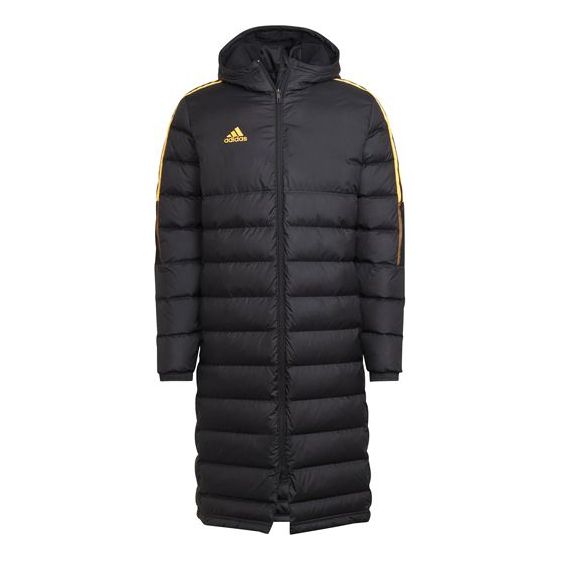 Men's adidas Small Logo Mid-Length Hooded Down Jacket Black H38731
