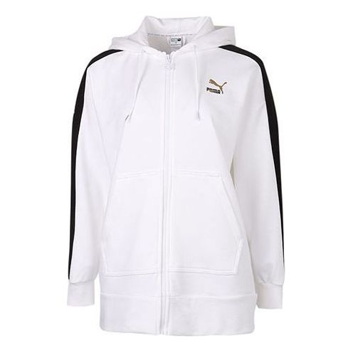 (WMNS) PUMA Full-Zip Sleeve Striped Jacket 'White Black' 531278-02