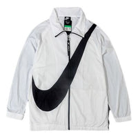 (WMNS) Nike Collar Big Swoosh Jacket 'White Black' BV3686-100