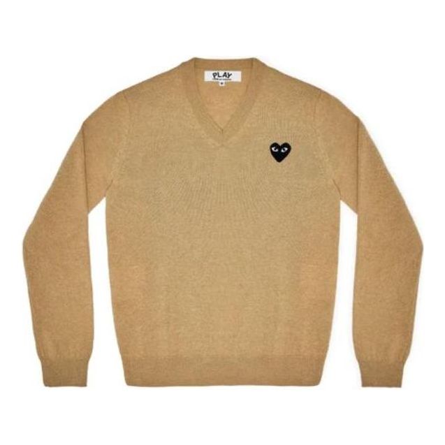 COMME des GARCONS PLAY V-Neck L/S T-shirt Black Emblem 'Beige' AZ-N018-051-3