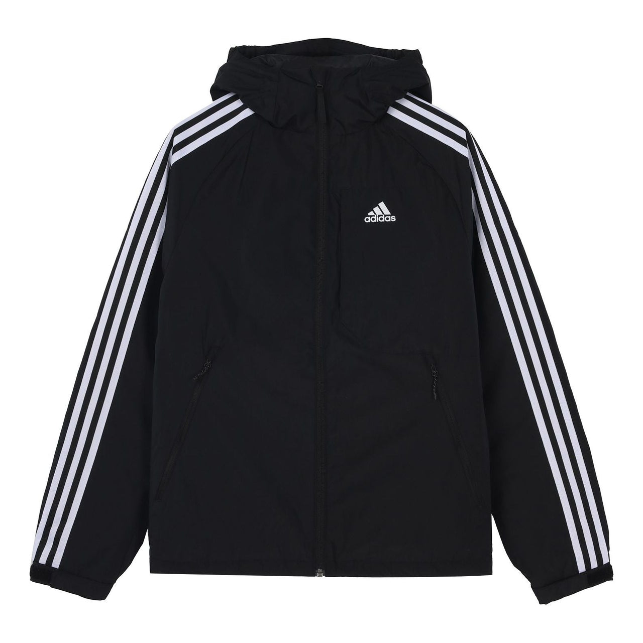 adidas 3st Down Jkt Logo Printing Side Stripe Sports Stay Warm hooded down Jacket Black H23080