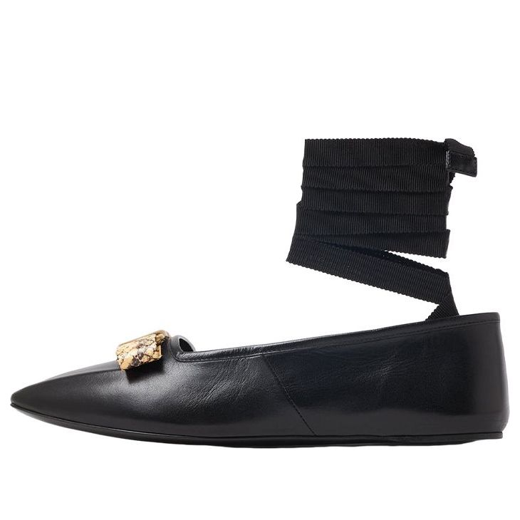 (WMNS) Gucci Leather Ballerina Flats With Ribbon And Bow 'Black' 726052-AABEZ-1244