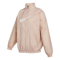 (WMNS) Nike Sportswear Essential Logo Pattern Wrinkled Woven Loose Stand Collar Jacket Pink DM6182-601