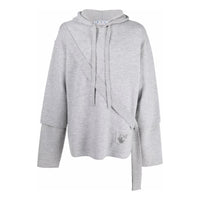 Men's Off-White SS22 Solid Color Cozy Drawstring Hooded Long Sleeves Gray OMHA138S22KNI0010606