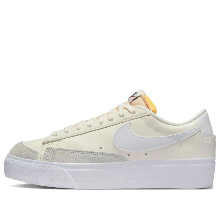 (WMNS) Nike Blazer Low Platform Classic Casual Skateboarding Shoes Yellow White DJ0292-108