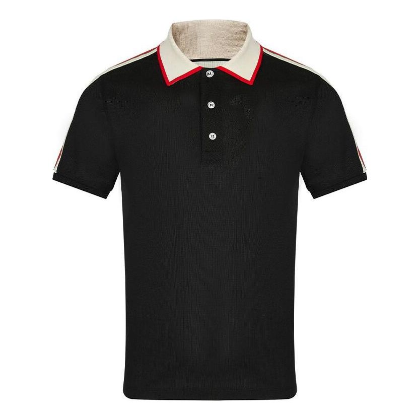 Gucci Striped Logo Short-sleeved Polo Shirt Black 500972-X9M38-1106
