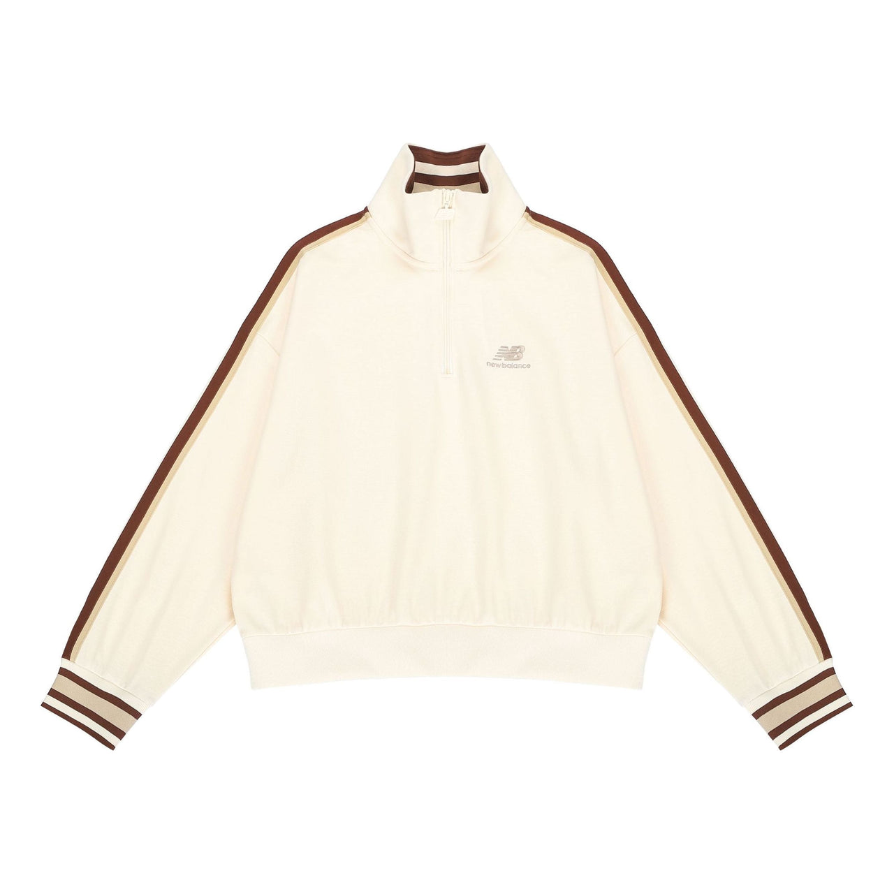 (WMNS) New Balance Half Zip Sweatshirt 'Cream White Red' AWT23561-MCU
