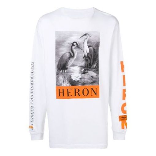 Men's HERON PRESTON Printing Long Sleeves White HMAB002F186000151088