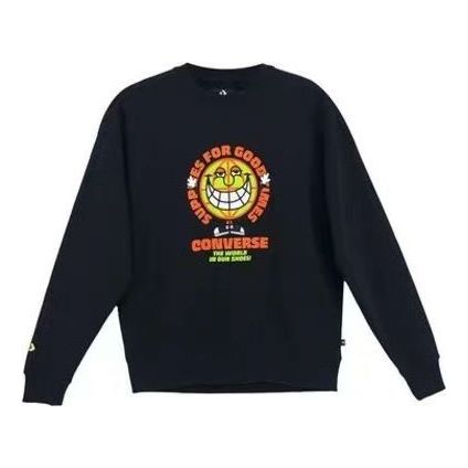 Converse GOOD TIMES Graphic Pullover Crew Sweatshirt 'Black' 10022318-A01