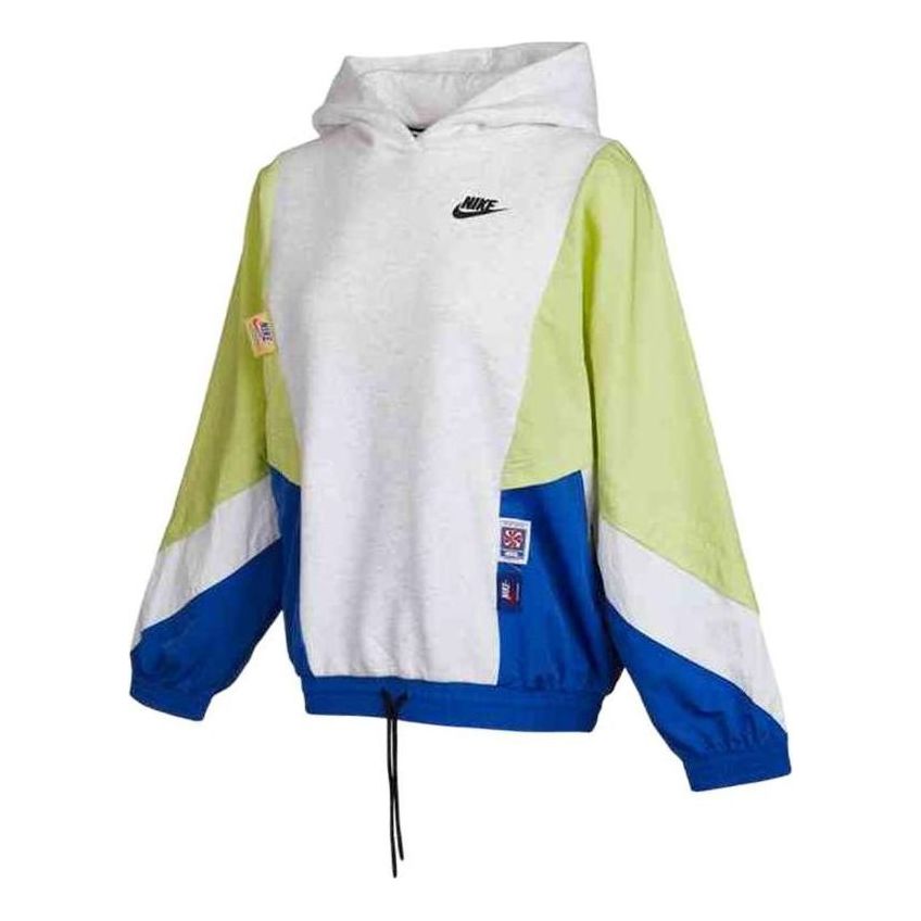 (WMNS) Nike Icon Clash Pullover Hoodie 'White Green Blue' DB3847-051