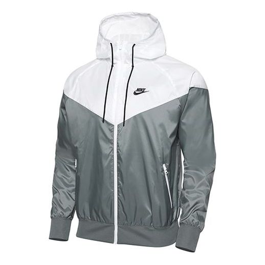 Nike Sport Zipper Hoodie Wind-Proof Jacket Men's GreyWhite DA0001-084