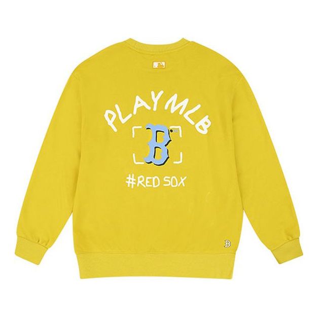 MLB Play Series The Red Sox Long Sleeves Loose Graffiti Unisex Yellow 31MT07011-43Y