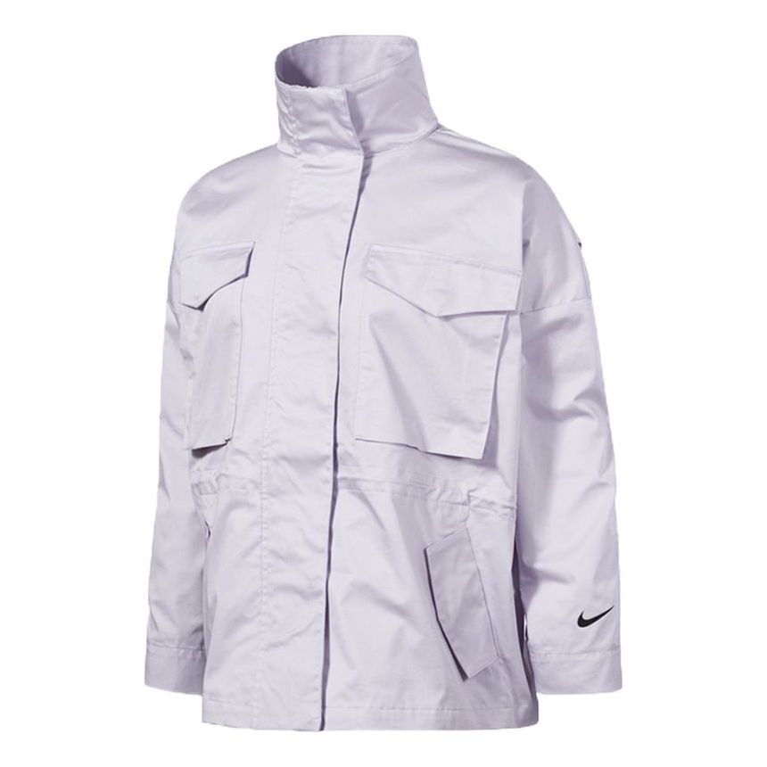 (WMNS) Nike Sw Collection Essentials M65 Casual Solid Color Stand Collar Sports Light Grey Jacket DD5986-511