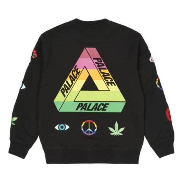 Palace SS22 Mixed Media Bitmap Crew Sweater 'Black' P22CS206