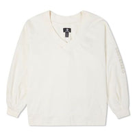 (WMNS) Converse Solid Color Loose Knit V Neck White Hoodie 10022959-A02