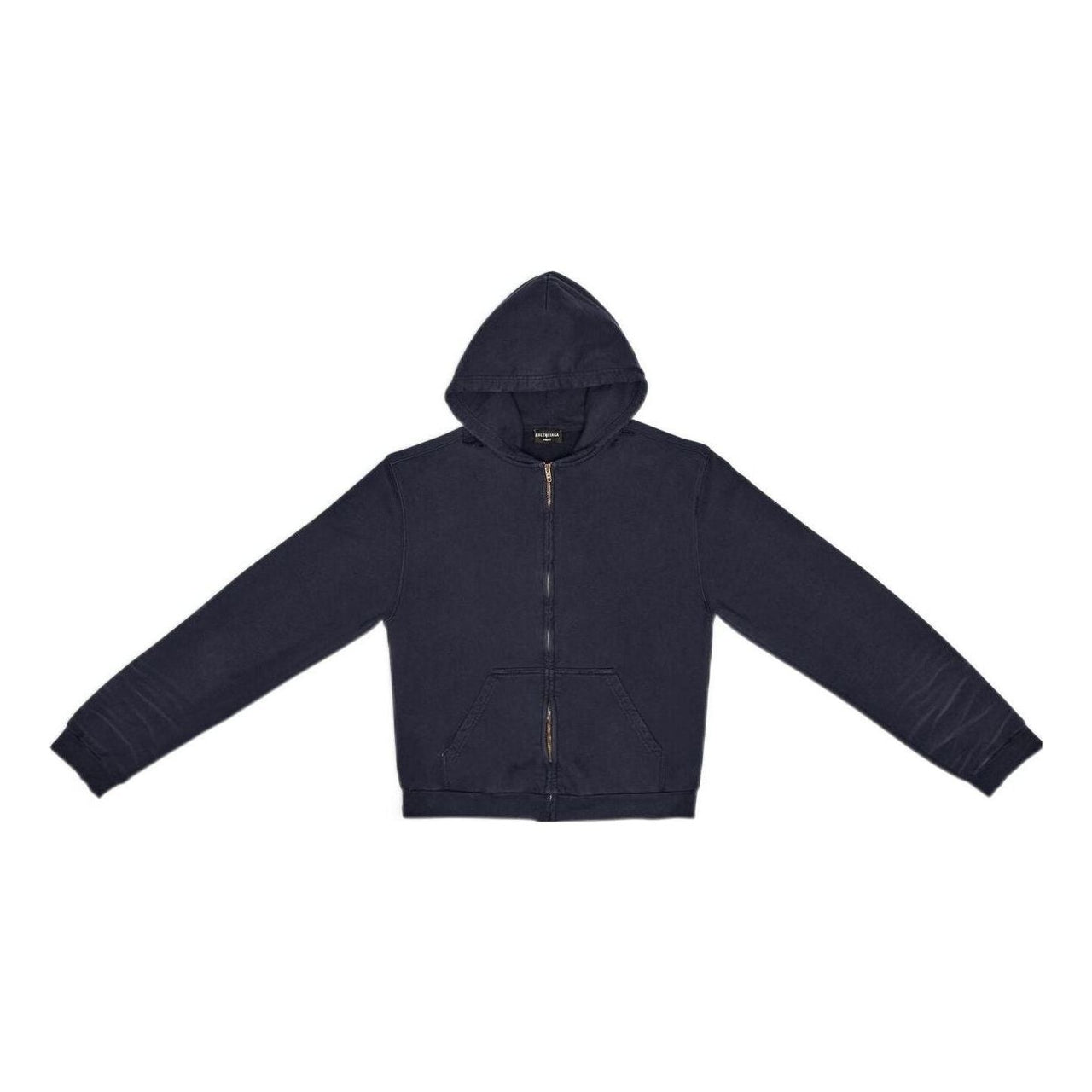 Balenciaga Tab Worn-Out Zip-Up Hoodie 'Black' 697949TMVC21151