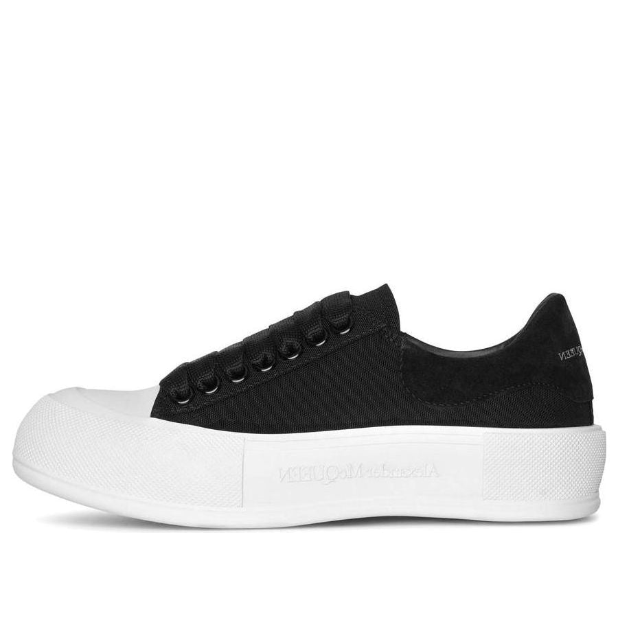 (WMNS) Alexander McQueen Deck Lace Up Plimsoll 'Black White Sole' 654593W4PQ11070