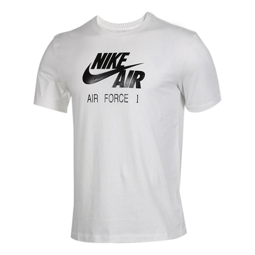 Men's Nike Solid Color Brand Logo Printing Round Neck Pullover Short Sleeve White T-Shirt 927423-133