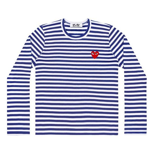 COMME des GARCONS PLAY Striped Heart Long-Sleeve T-Shirt 'Navy White' AZ-T163-051-2