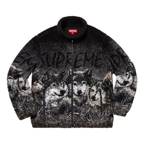 Supreme Wolf Fleece Jacket 'Black White' SUP-SS19-448