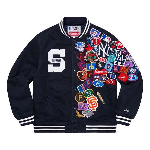 Supreme x New Era x MLB Varsity Jacket 'Black Multi-Color' SUP-SS20-573